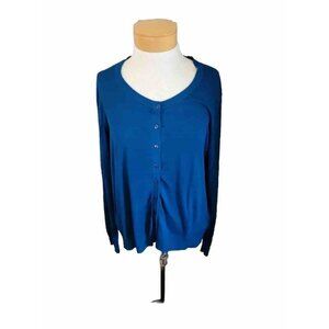 Sharagano Sweater Cardigan Women's Size Large Long Sleeve Button Up Blue